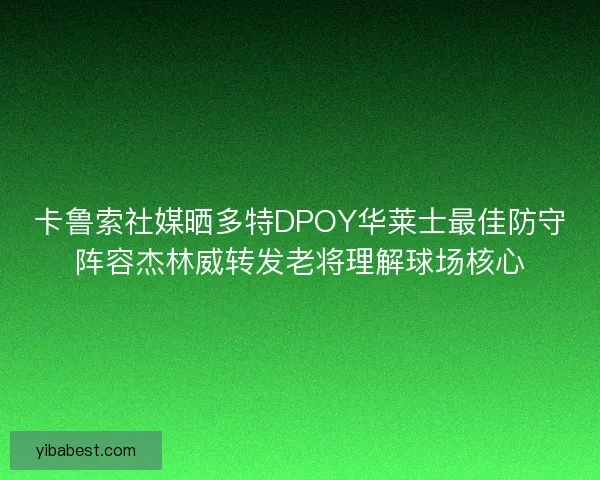 卡鲁索社媒晒多特DPOY华莱士最佳防守阵容杰林威转发老将理解球场核心