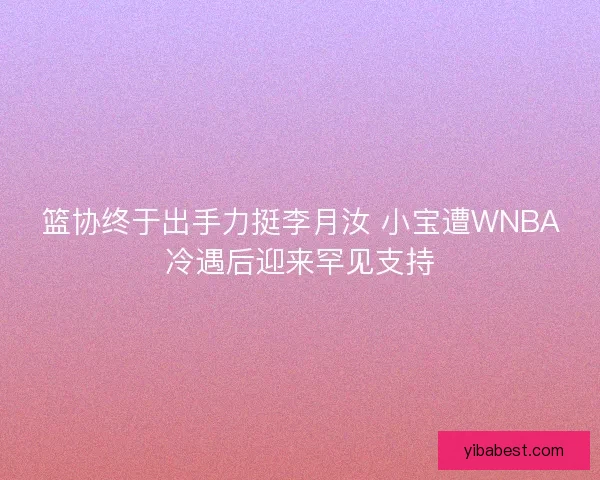 篮协终于出手力挺李月汝 小宝遭WNBA冷遇后迎来罕见支持