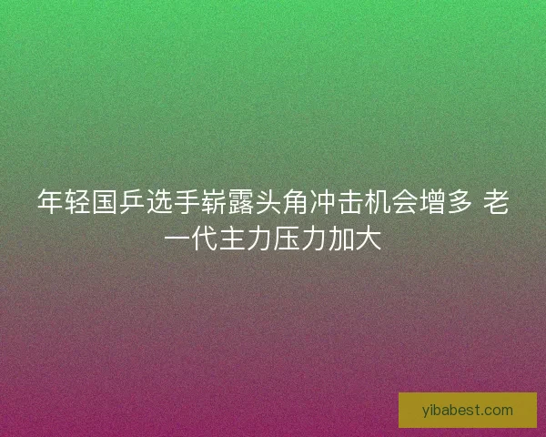 年轻国乒选手崭露头角冲击机会增多 老一代主力压力加大